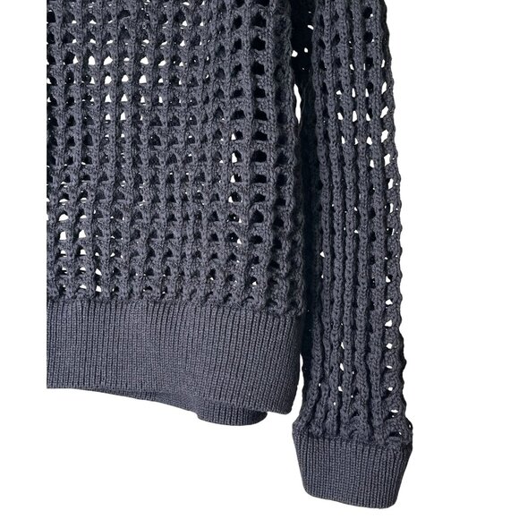 Vince Camuto Open Weave Perforated Knit Sweater Black Size Medium - Picture 3 of 7